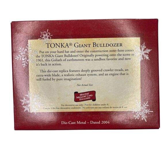 2004 Tonka Giant Bulldozer Hallmark Keepsake Ornament Die-Cast Metal - Picture 3 of 3